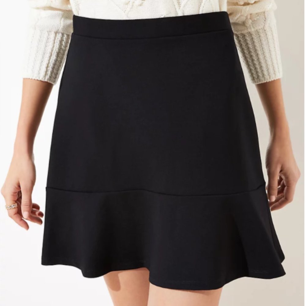 LOFT Black Ponte Flippy Skirt